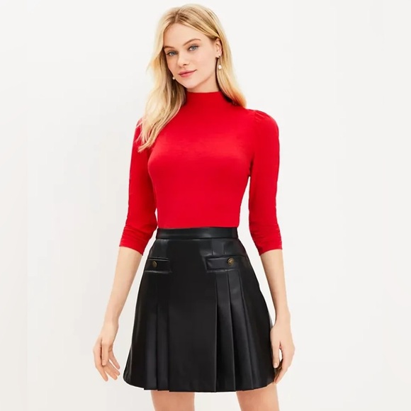 Loft faux leather pleated pocket skirt - Picture 1 of 5